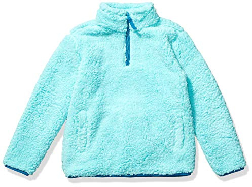 Amazon Essentials Mädchen Sherpa-Fleece-Jacke Viertelreißverschluss, Aquablau, 9 Jahre