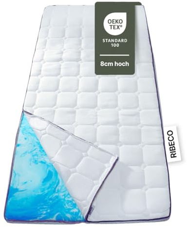 RIBECO GERMANY Matratzentopper Aaron, Topper 180x200 cm, hochwertiger Matratzentopper aus atmungsaktivem Gelschaum für optimale Druckentlastung, 8cm Höhe