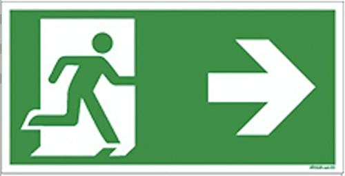 Fluchtweg Notausgang Schild Kunststoff nachleuchtend Pfeil rechts 400x200mm ASR