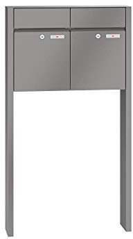 RENZ/Plan / 2er Freistehende Briefkastenanlage Standbriefkasten/RAL-Farbe 9007 Volumen 21 L/zum Einbetonieren/Dein-Briefkasten.de