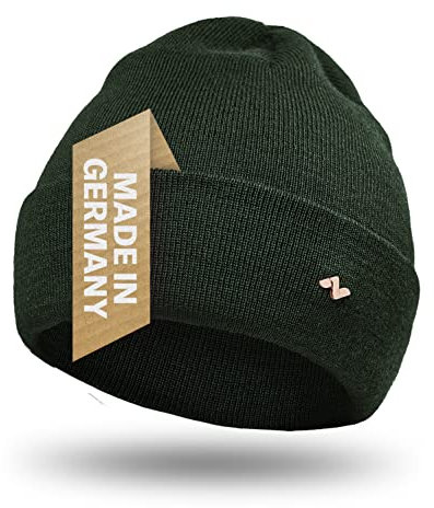 NYTTED® Merino Mütze für Herren & Damen | 100% Feinste Merinowolle | Warm, Weich & Strechy | Wollmütze, Wintermütze, Strickmütze | Olivgrün