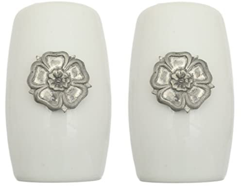 English Rose China Salt and Pepper Shakers Cruet Set Modern White CSP 119