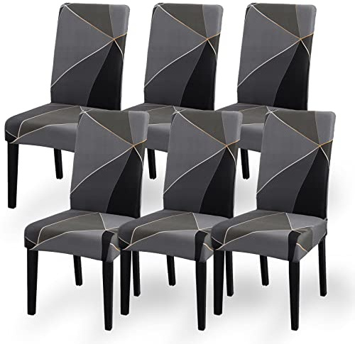 Aisprts Stuhlhussen 6er Set Stretch Stuhlhussen für Esszimmerstühle, Abnehmbarer Waschbarer Stühle Schutz Dekoration Stuhlbezug für Haus, Küche, Hotel, Restaurant, Bankett, Hochzeit, Party