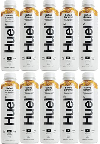 10 x 500 ml - Boisson végétalienne au caramel salé - Boisson naturelle - Smoothie - Repas vitaminés - Minéraux - Faible teneur en sucre - Jus de protéines