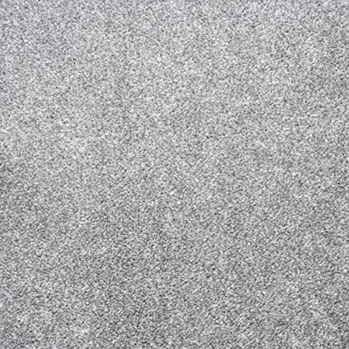 247Floors Budget Saxony Feltback Carpet Flecked 14mm Stain Resistant Bedroom Lounge (Light Grey - 4m x 2.5m)