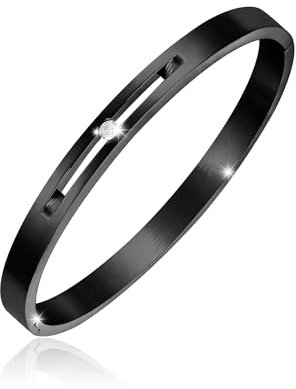 JJDreams Armreif Edelstahl Damen Gravur Armreif Schwarz 8MM Einfache Stil Armspange Geschenk für Damen