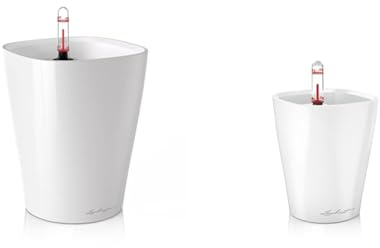 Lechuza DELTINI und MINI-DELTINI Planter-Set, weiß, Hochglanz, Selbstbewässernd, Indoor, 15x15x19 cm