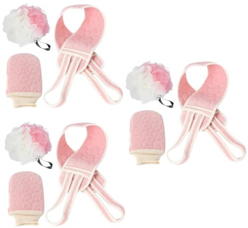 Ipetboom 3 Sets Peeling-rückenhandtuch-set Badeblumen-werkzeug Duschreinigungshandschuh Für Zuhause Wohnheim