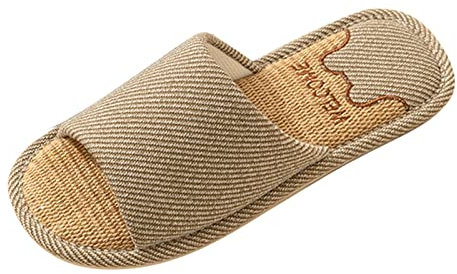 Generico Ciabatte Estive Uomo Donna in Lino - Antisudore, Lavabili, Leggere, Traspiranti, Comode - Pantofole da Casa, Scarpe Estive, Sandali Slip-on