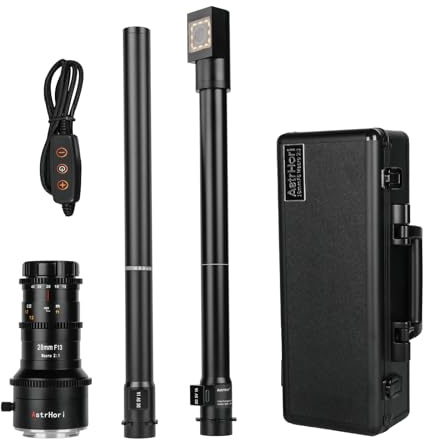 AstrHori 28mm F13 Makro-Sondenobjektiv 2-fache Vergrößerung Direktsicht/90° Periprobe+360° Drehsockel 20cm wasserdichte Länge mit LED-Licht (Canon RF-Mount)