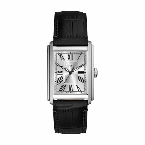 FOSSIL Orologio Carraway da uomo, Movimento al quarzo a tre lancette con cinturino in pelle o acciaio inossidabile, Grafite, 30 mm