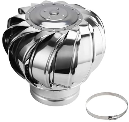 HUFIREHU Turbine Ventilator Rotating Chimney Cowl Cap Vent Top Exhaust Chimney Cowl Cap Rotating Hood Stainless Steel Top Cover For Ventilation Pipes Wind Turbines Air Vents(160mm/6.3in)