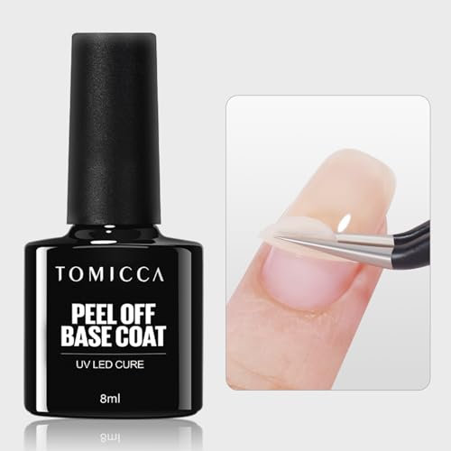 TOMICCA Peel Off Base Coat UV Gel Base Coat Soak-Off UV/LED Esmalte de uñas de gel de base extraíble, esmalte de uñas transparente para salón de uñas, DIY hogar, 8 ml