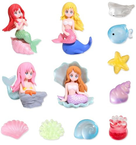 TYXHXTF 12PCS Mermaid Garden Accessories, Outdoor Mermaid & Resin Sea Life, Garden Ornament, Accessories for Patio or Flowerbed Fantasy Decor
