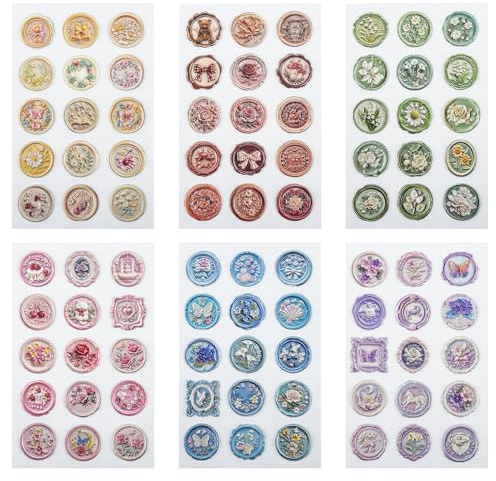 90PCS Pre-Made Envelope Seal Stickers, Classic Vintage Theme Waterproof Self-Adhesive Stickers for Wedding Invitations, Birthday Gift Wrapping, Scrapbook & Journal Decoration (90PCS Classic Vintage)
