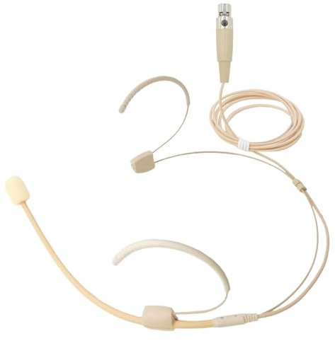 MICMXMO Mikrofon Einzigartiger Haarreif-Kopfhörermikrofon, kompatibel mit AKG kabelloser Sender, omnidirektionales Kondensatormikrofon, Beige (Mini XLR-Buchse TA3F)