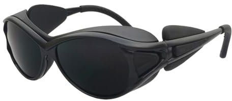 Generisch Infrarot-Schutzbrille für LED-Rotlicht, 14,7 x 4,6 cm, Schwarz, mit Brillenetui und Reinigungstuch
