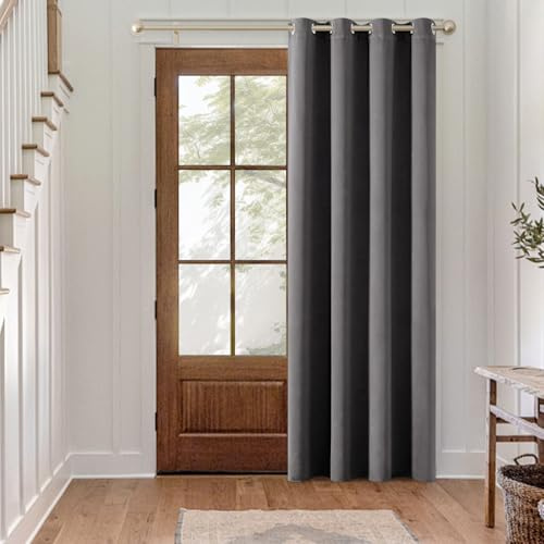 MIULEE Verdunklung Thermo Vorhänge Blickdicht Ösen 1er Set 200x245cm Grau | Blickdichter Thermostoff für Wohnzimmer und Schlafzimmer, hilft Licht, Hitze und Kälte zu reduzieren.