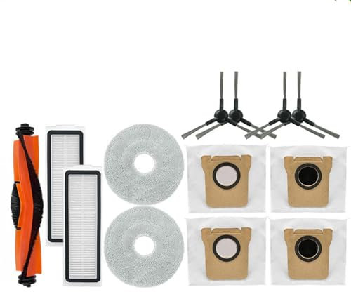 HUAYUWA Vacuum Accessories Kit Compatible with Xiao-Mi X20 Max/X20 Pro, Sweeper Robot Vacuum and Mop Cleaner Replacement Parts (1 Main Brush + 4 Side Brush + 2 Filter + 2 Rag + 4 Dust Bag Set)