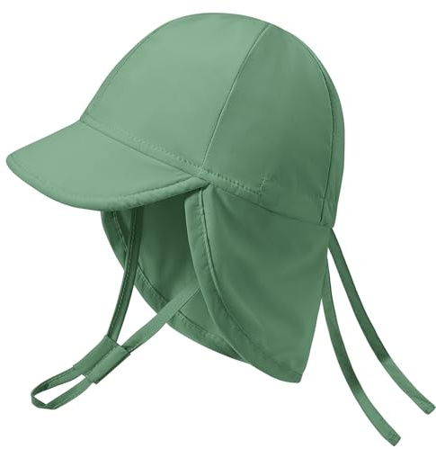 heekpek Gorro Bebe Verano UPF 50 Proteccion Solar Gorro Playa Proteccion UV Sombrero de Sol Ajustable para Niño Niña, Verde, 2-4 años
