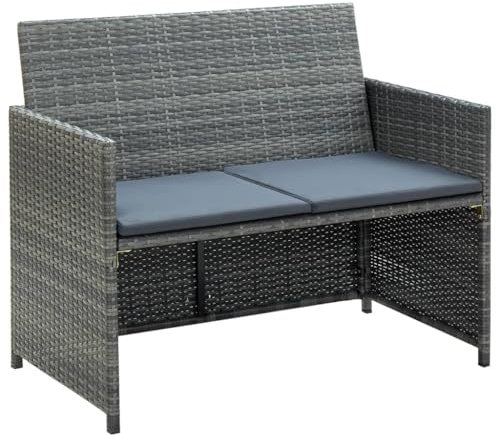 Myheimly Gartensofa 2 Sitzer Poly Rattan Gartenmöbel Sofa Loungesofa Gartenbank