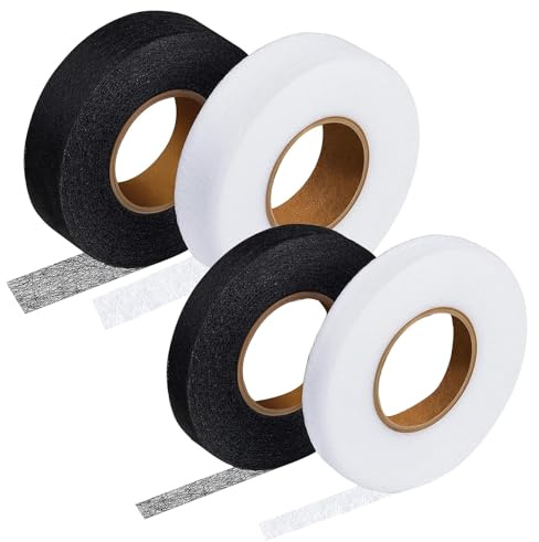 Rbleote 4 Stück Saumband Zum Aufbügeln Waschfest 64 Meter 20mm Und 10mm Breite Umnähband Zum Bügeln Gardinen Kürzen Ohne Nähen Saumband Für Textilien, Hosen, Gardinen Schwarz Und Weiß