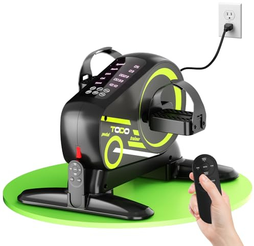 TODO Pedales Estaticos Personas Mayores, Mini Bicicleta con 12 Velocidades y 6 Resistencias, Pedaleador Electrico para Pierna Entrenamiento, Pantalla LCD y Correa para el Pie, Modo Automático & Manual