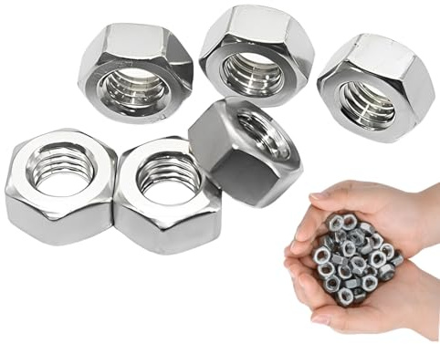 JUGUTA Din985, 50 Dadi Esagonali M5, Dadi Di Sicurezza In Acciaio Inox Standard A2 V2A M5, Dadi Autobloccanti, Dadi Esagonali In Acciaio Inox