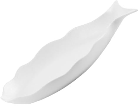 ULTECHNOVO Assiette de Service Céramique Forme Poisson Plateaux pour Restaurant Famille et Buffet Design Mat et