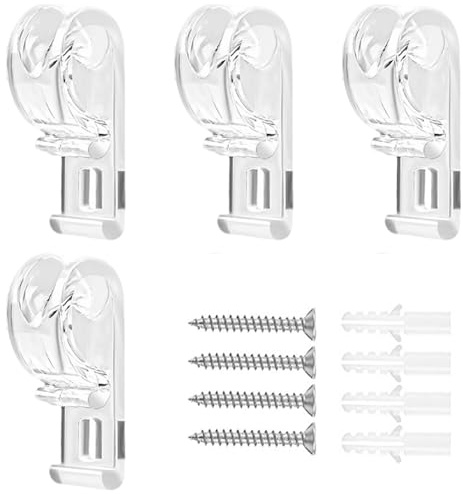 4 Sets Roman Blind P-Clips, Plastic Roller Blind Clips Cord Hooks Safety Device Safe Window Blinds Accessories with Screws and Pillars for Vertical, Roman Blinds, Bead Chains, Loop Cords