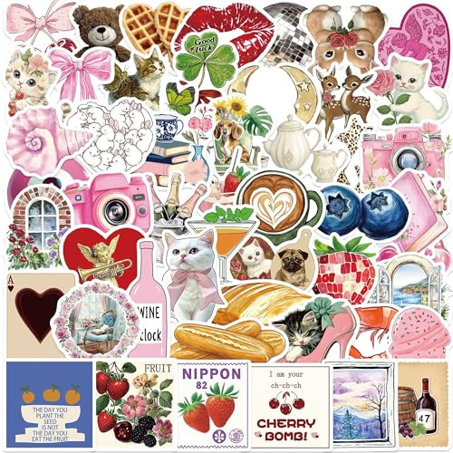 200 Pcs Y2k Aesthetics Stickers Pink, Girly Stickers, Waterproof Vinyl Cute Sticker, for Laptop, Kindle, Water Bottle, Journal and More Creative Projects, Great Gift for Girls, Teens, Adults