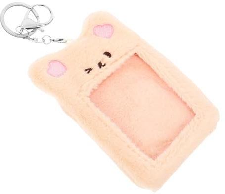 WRITWAA Plüsch Fotohalter Clip Transparent Kartenhalter für Schüler Mädchen Schlüsselanhänger Anhänger Weicher Schutz für Fotos Ausweishülle Schulranzen Zubehör