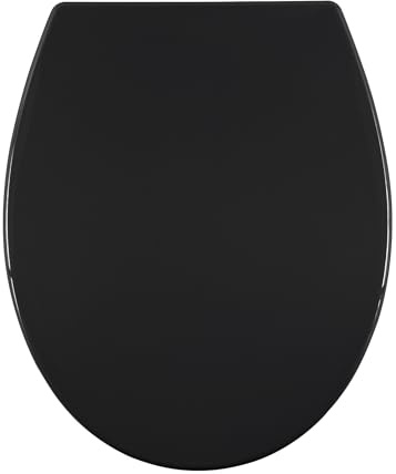 AQUALONA® Premium Thermoplastic Toilet Seat - Soft Close - Hardwearing Seat with One Button Hinge Release - Oval Shaped - Click, Lift & Clean Technology - Top and Bottom Fittings (Black - Oval Shape)