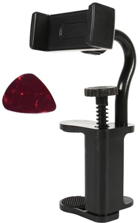 Musik-Handyhalterung für Gitarren, inkl. Plektren in verschiedenen Farben, sichere Befestigung für Notenblätter, Gitarren-Handy-Clip
