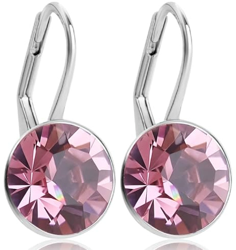 NOBEL Silberohrringe Lila Kristalle aus Österreich 925 Silber Light Amethyst - schlicht modern
