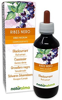 Schwarze Johannisbeere (Ribes nigrum) Alkoholfrei Knospen-Extrakt aus frishen knospen Naturalma - Flüssig-Extrakt Tropfen 200 ml - Nahrungsergänzungsmittel - Veganer