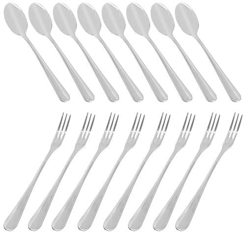 Set von 10 Demitasse Espressolöffel (10,2 cm) und Edelstahlgabeln (4,5 Zoll), SourceTon Mini Kaffeelöffel & Kuchengabeln für Dessert, Tee, Appetizer