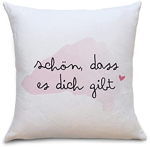 OWLBOOK Flauschige Kissenhülle Schön DASS es Dich gibt - Mama Geschenke zum Muttertag Geburtstag als Geburtstagsgeschenk Muttertagsgeschenk - Kissen Polster mit Reißverschluss in 40 x 40 cm