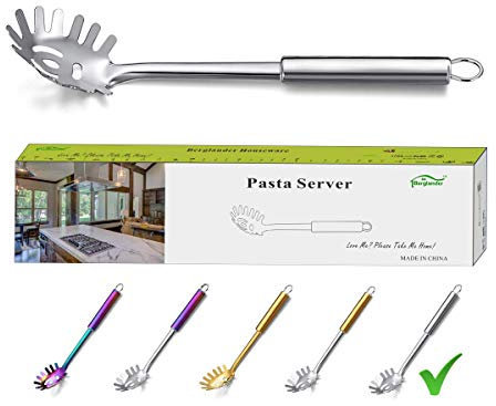 Berglander Nudelgabel, Edelstahl-Nudelserver, Spaghetti-Löffel, Spaghetti-Server, Nudelgabel, hitzebeständig