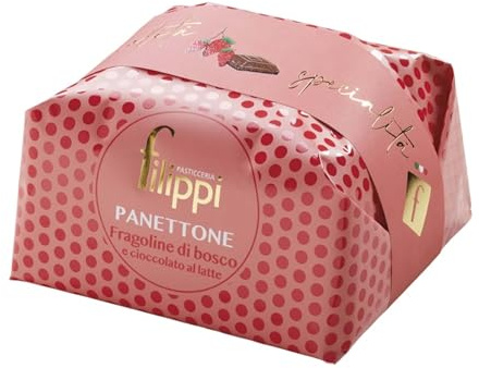 Panettone avec fraises des bois et chocolat Pasticceria Filippi 1 kg – enroulé à la main avec sac assorti