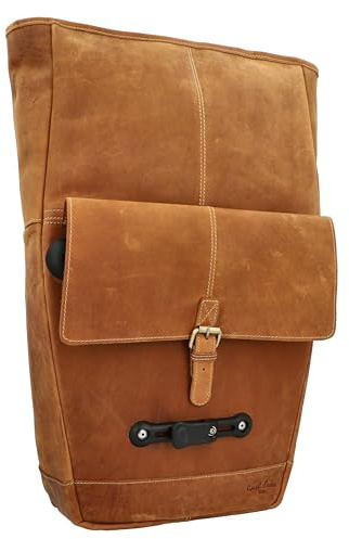 Gusti Leder Gareth T Fahrradtasche Rucksack 2 in 1 Gepäckträgertasche Fahrradrucksack Echtleder Braun für Alltag und Reise