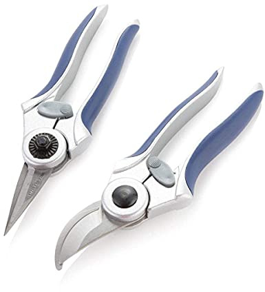 Alfresia Bypass Pruner & Flower Snipper Secateurs Set - Stainless Steel, Rust Resistant, Easy Grip Handle, Safety Lock, Titanium Coating