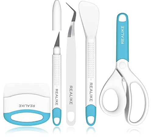 REALIKE Weeding Tools for Vinyl Crafting Basic Accessories Set Kit Compatible with Cricut Silhouette Weeding Scraper Spatula Tweezers Scissors Modeling Tools