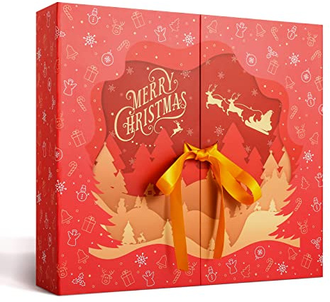 GWHOLE 24 Adventskalender zum Befüllen Boxen Weihnachten Schachteln Geschenkbox Weihnachtskalender Aufbewahrungsbox für Weihnachtliche Dekoration
