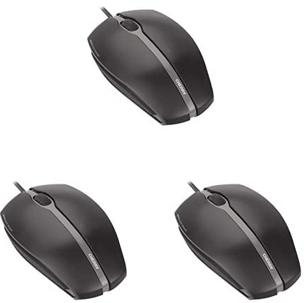 CHERRY GENTIX Silent, kabelgebundene Maus, leise Design-Maus ohne klick, perfekte Ergonomie, präziser Sensor, schwarz, 3er Pack