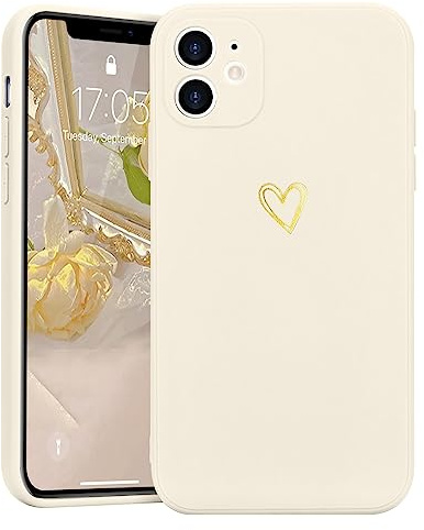 Lafunda Coque Compatible avec iPhone 12 Silicone | Coque de Protection pour iPhone 12 Antichoc Housse Étui Motif de Coeur d'amour Case Blanc