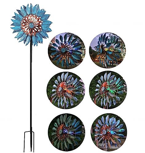 Solar Windrad Garten Groß, 213cm Groß WindmüHlen Garten, Wetterfest Und Standfest Windrad Garten Metall Gross XXL, Wetterfestes Gartendeko