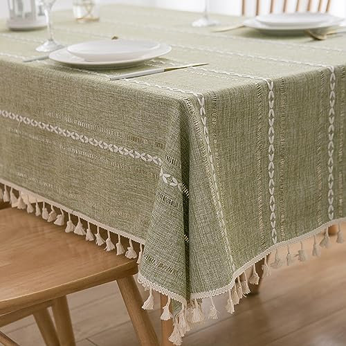 XQSSB Abwaschbar Garten Tisch Decke Bettwäsche aus Baumwolle Wachstischdecke Tischdecken Eckig Hellgrün C 90 × 130cm