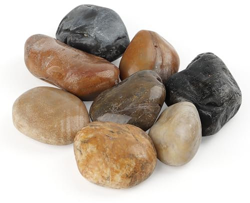 KEILEOHO 5 kg de galets colorés de 4,5 à 6 cm, galets décoratifs de 5 kg, pierres de rivière pour pots de fleurs, jardin, aquarium