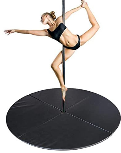Fitness-Übungs-Pole-Dance-Crash-Matte, tragbar, faltbar, rund, Sicherheits-Pole-Dance-Matte, wasserdicht, PU-Beschichtung, EPE-Schaum, Fallschutzpolsterung (Größe: 160 x 3 cm, Farbe: Schwarz